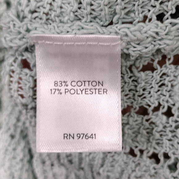 J. Jill Textured Open-Stitch V-Neck Sweater Women's L Mint Casual Minimalist - Picture 11 of 11